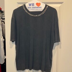 Embellished Dark Grayish T-Shirt